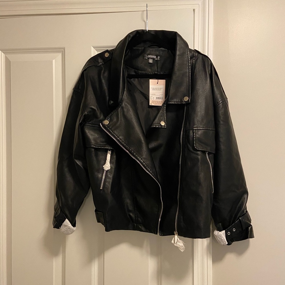 Misguided Oversized Black Leather Jacket